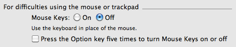 Mouse Keys preferences